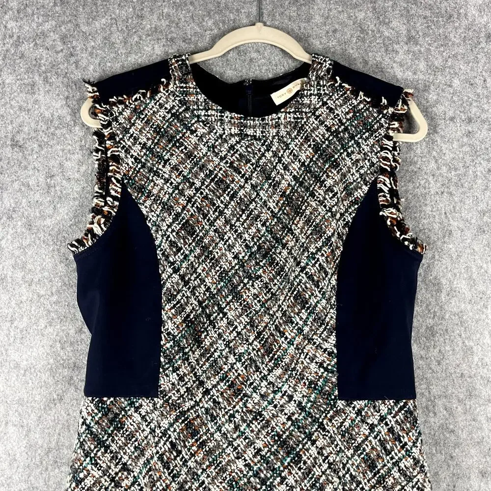 Tory Burch Tweed Pencil‎ Dress Women 10 Textured Academia Career Old Money NEW